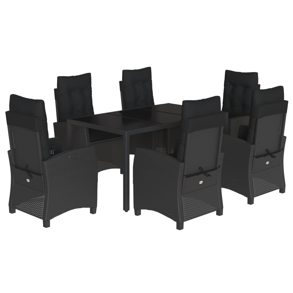 Set mobilier de grădină cu perne, 7 piese, negru, poliratan GartenMobel Dekor