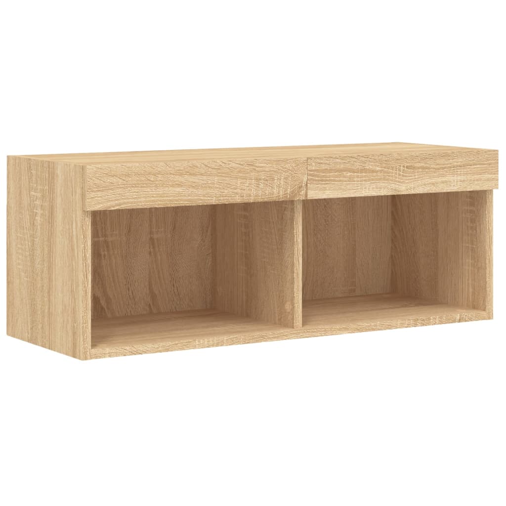 Unități de perete TV cu LED-uri, 4 piese, stejar sonoma, lemn GartenMobel Dekor
