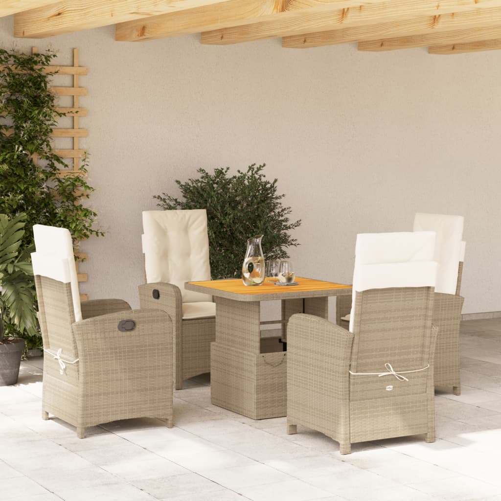Set mobilier de grădină cu perne, 5 piese, bej, poliratan GartenMobel Dekor