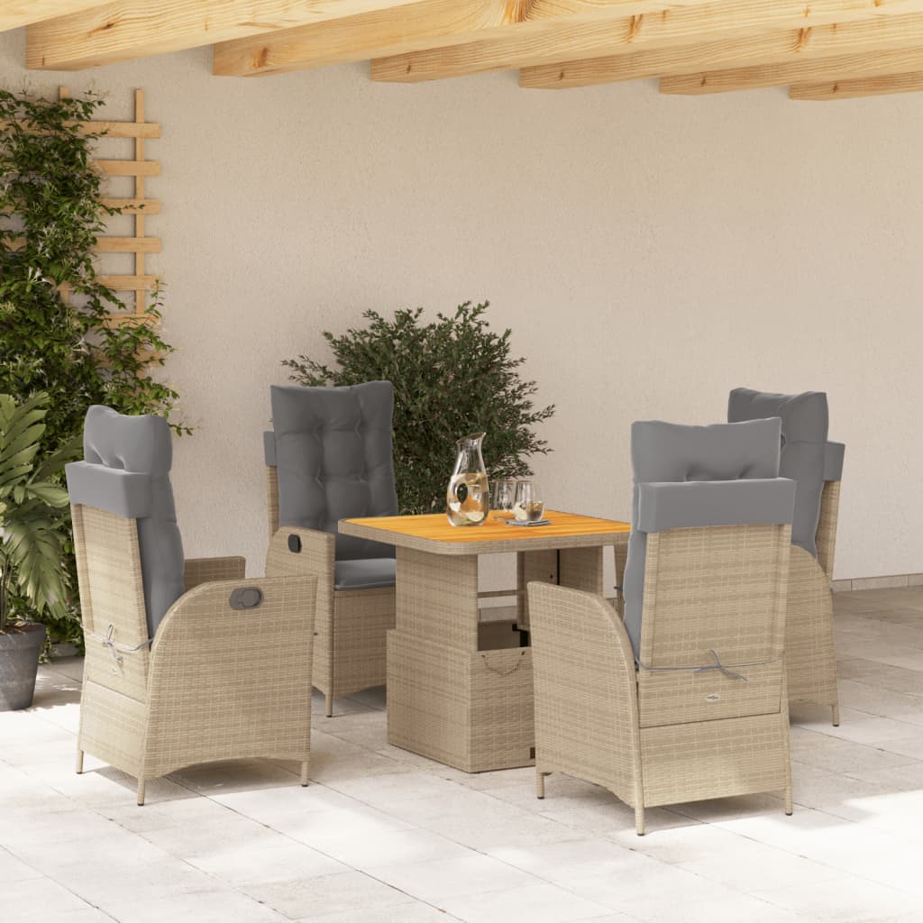 Set mobilier de grădină cu perne, 5 piese, bej, poliratan GartenMobel Dekor
