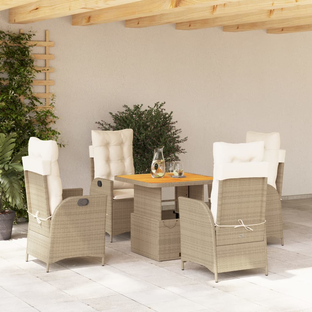 Set mobilier de grădină cu perne, 5 piese, bej, poliratan GartenMobel Dekor