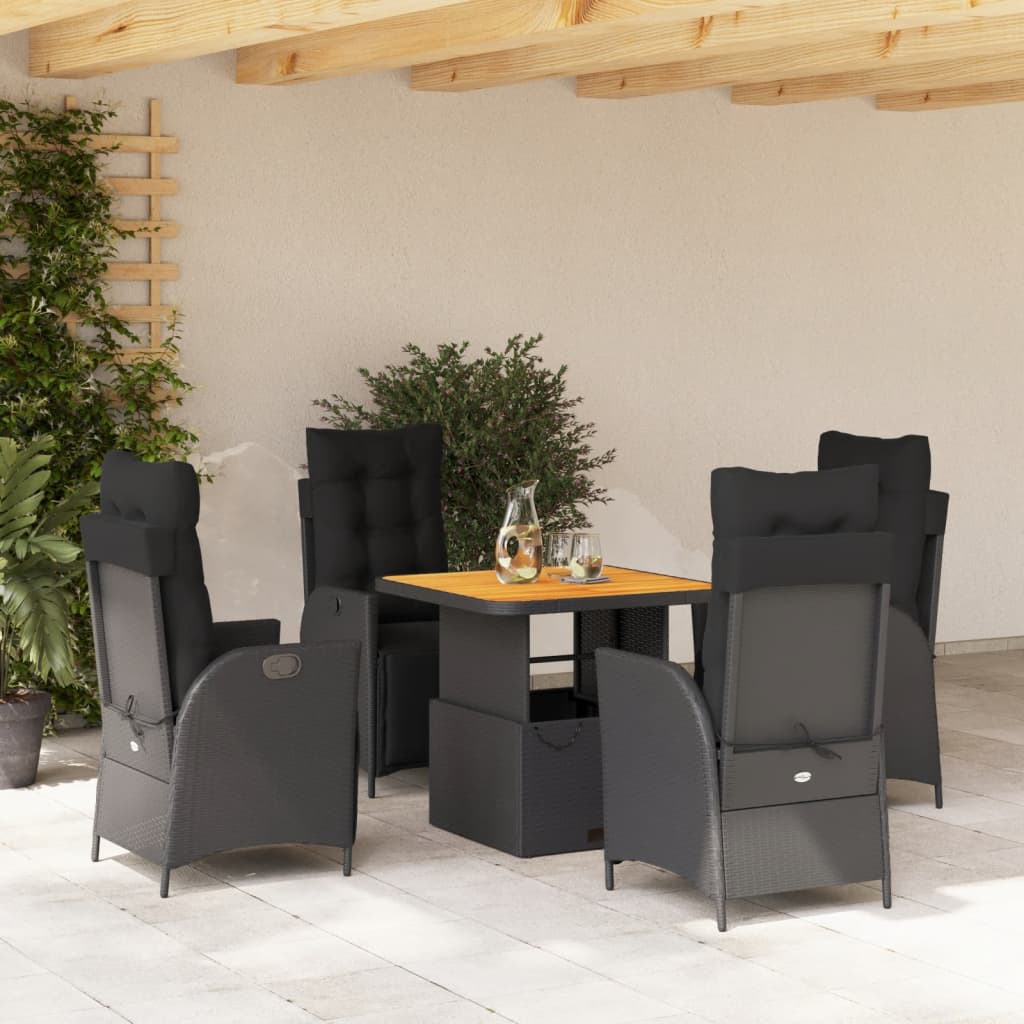 Set mobilier de grădină cu perne, 5 piese, negru, poliratan GartenMobel Dekor