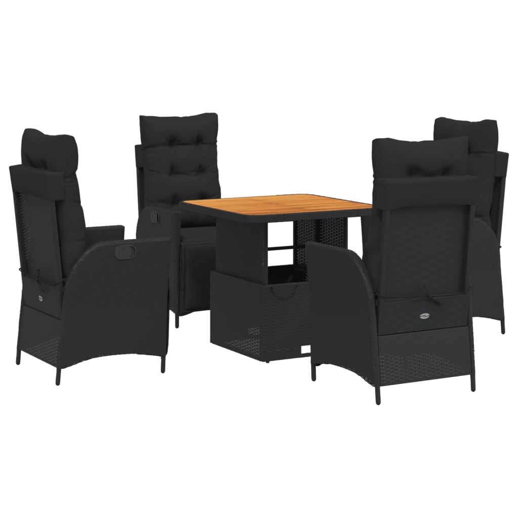 Set mobilier de grădină cu perne, 5 piese, negru, poliratan GartenMobel Dekor