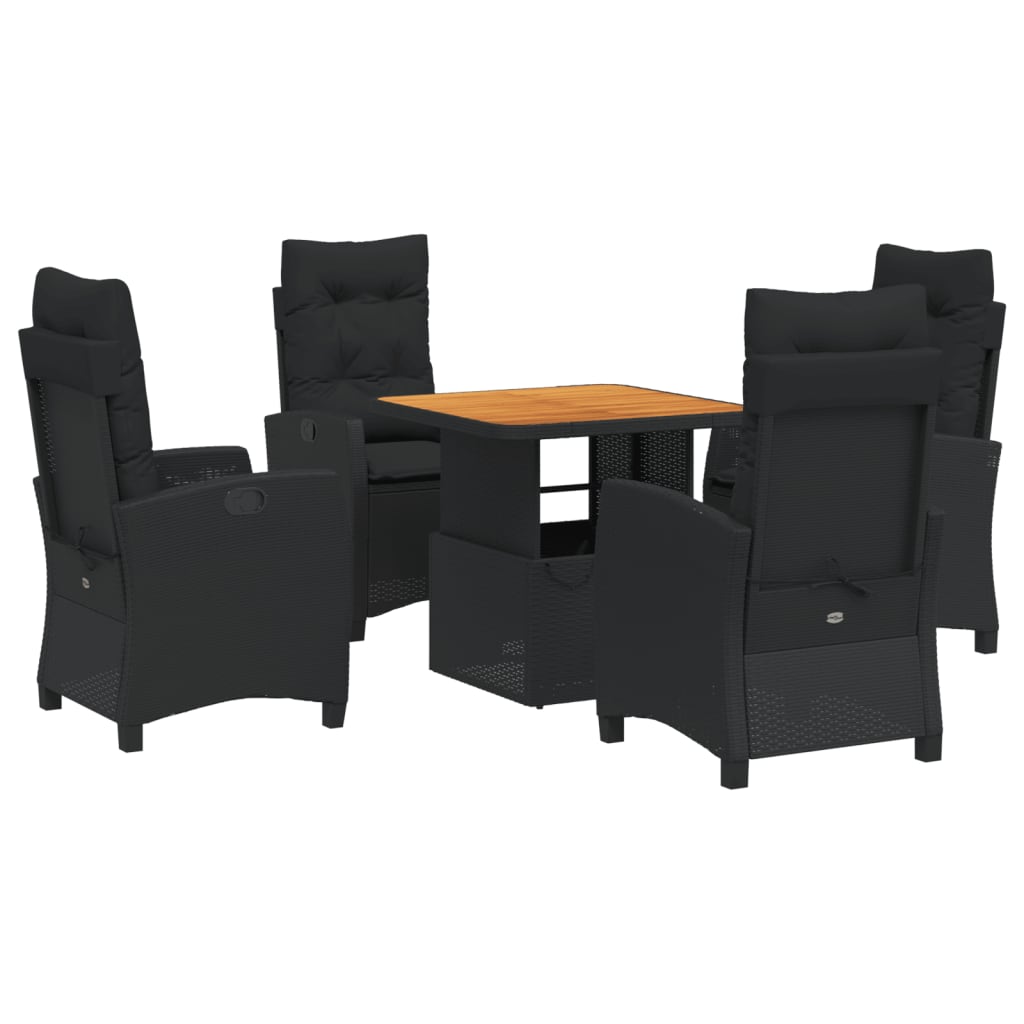 Set mobilier de grădină cu perne, 5 piese, negru, poliratan GartenMobel Dekor