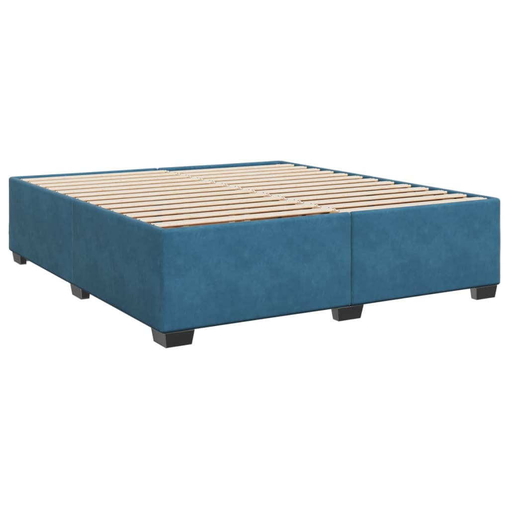 Pat box spring cu saltea, albastru, 180x200 cm, catifea GartenMobel Dekor