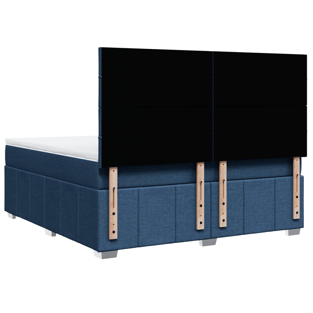 Pat box spring cu saltea, albastru, 180x200 cm, material textil GartenMobel Dekor