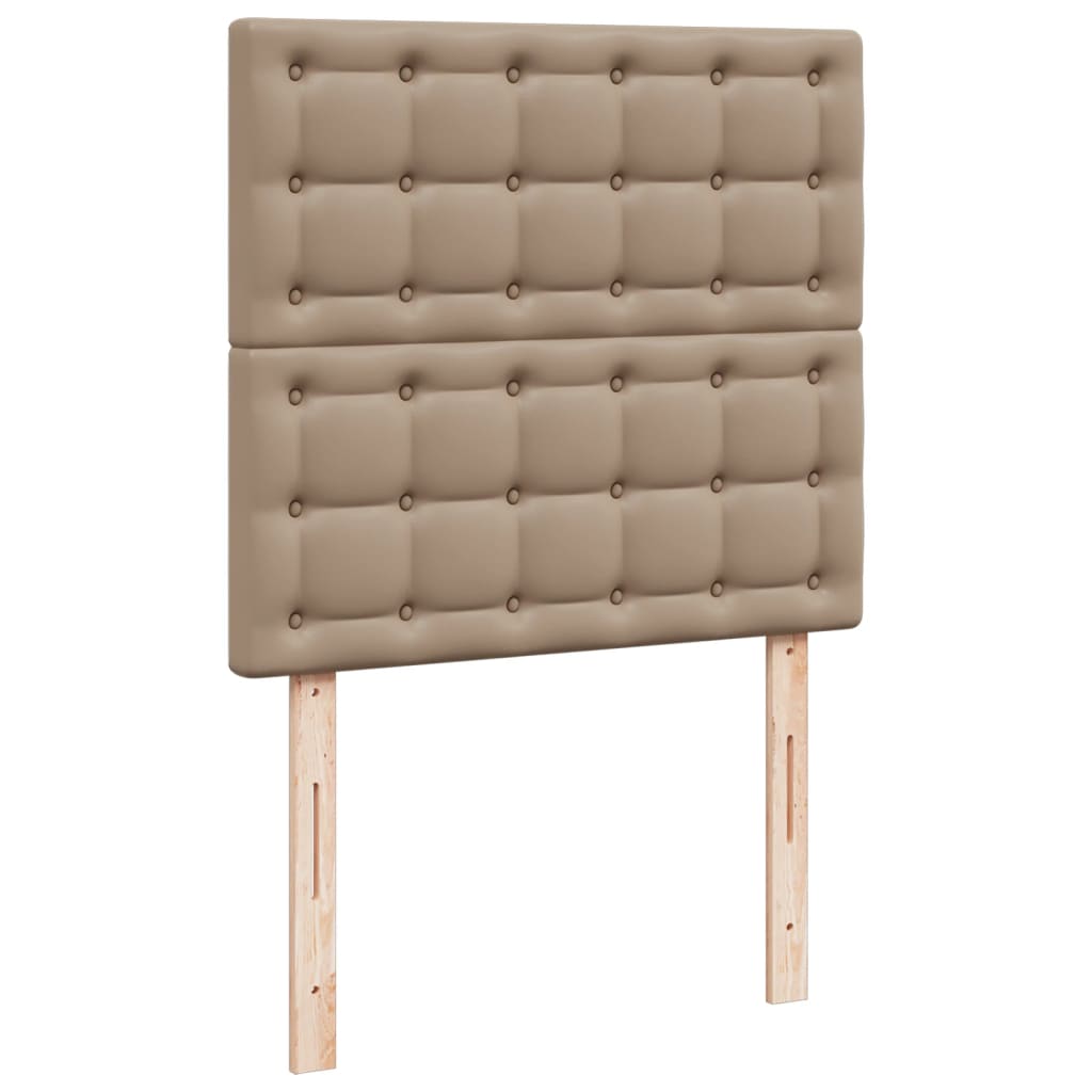 Pat box spring cu saltea, cappuccino, 80x200 cm piele ecologică GartenMobel Dekor