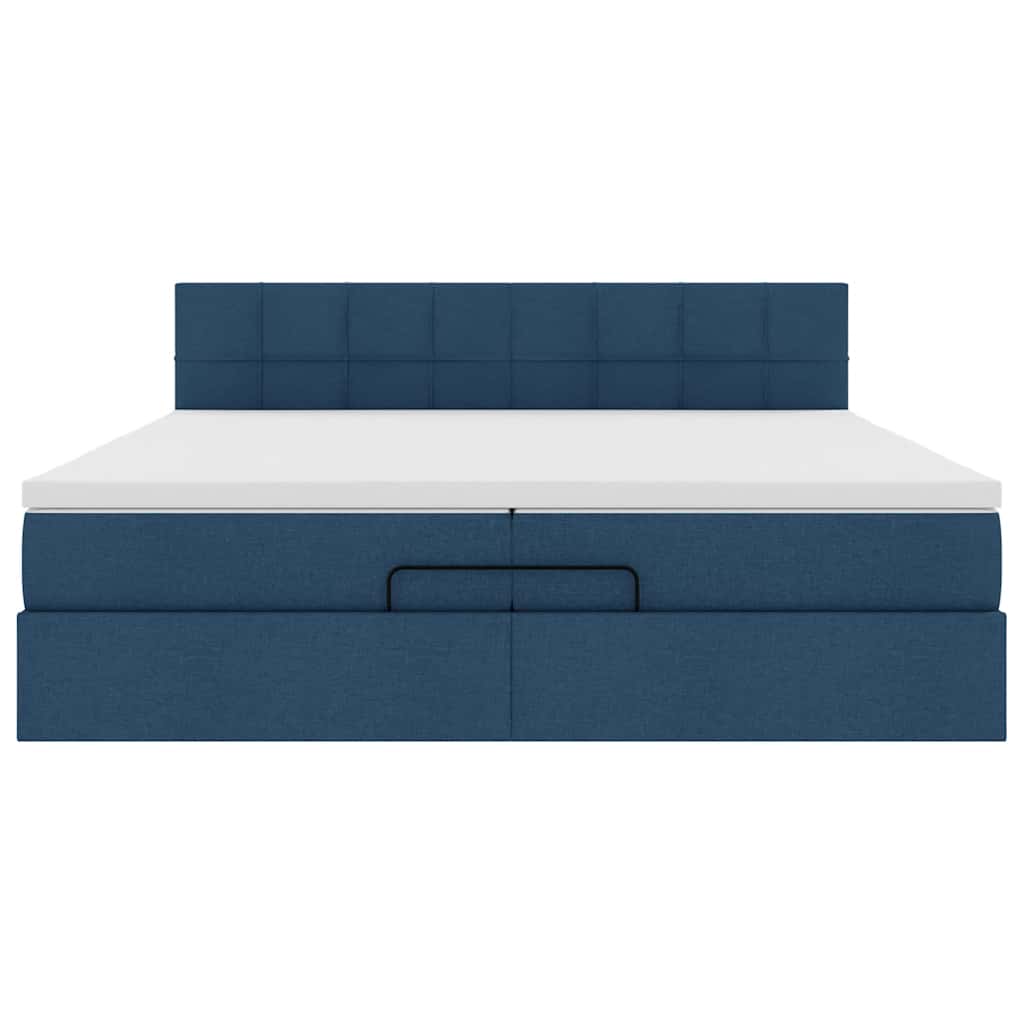 Cadru de pat otoman cu saltea țesătură albastră 200x200 cm GartenMobel Dekor