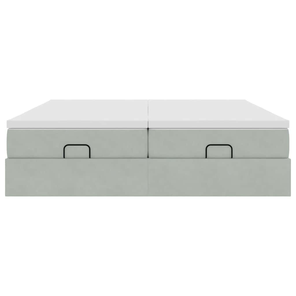 Cadru de pat otoman cu saltele Gri deschis 180x200cm catifea GartenMobel Dekor