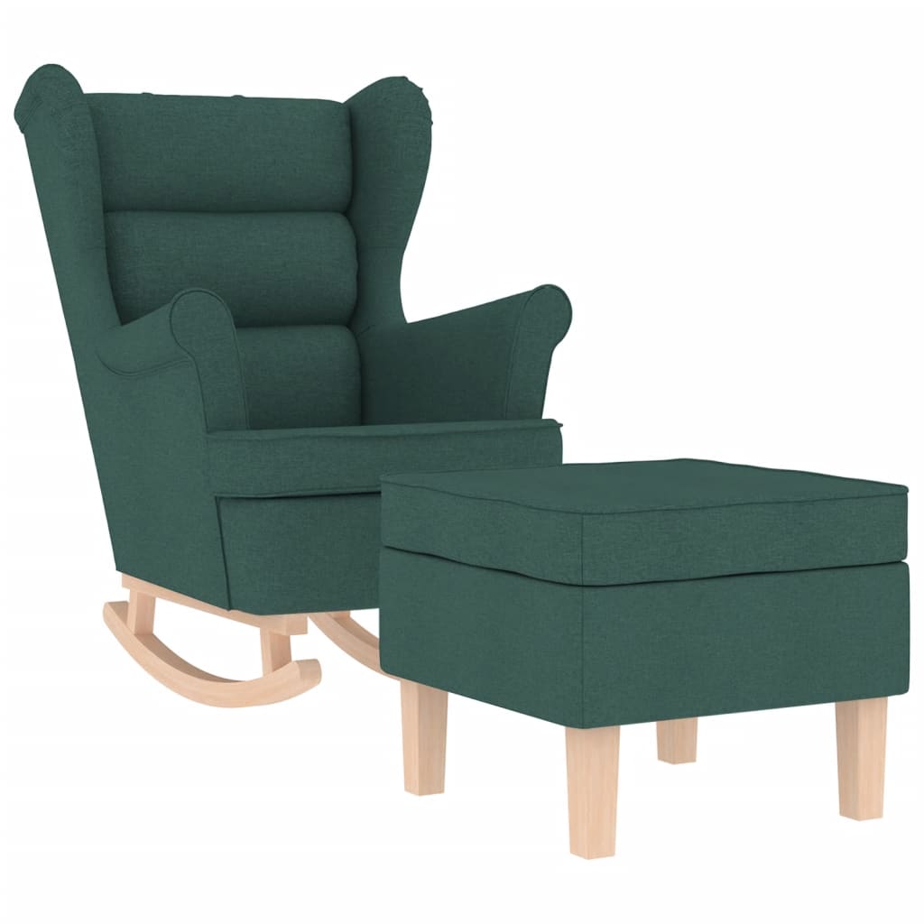 Scaun balansoar cu taburet, verde închis, textil GartenMobel Dekor