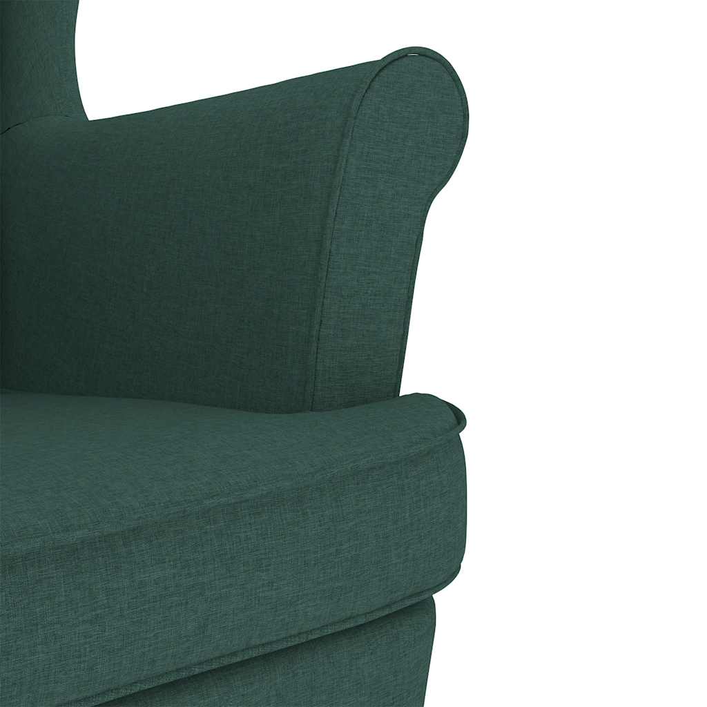 Scaun balansoar cu taburet, verde închis, textil GartenMobel Dekor