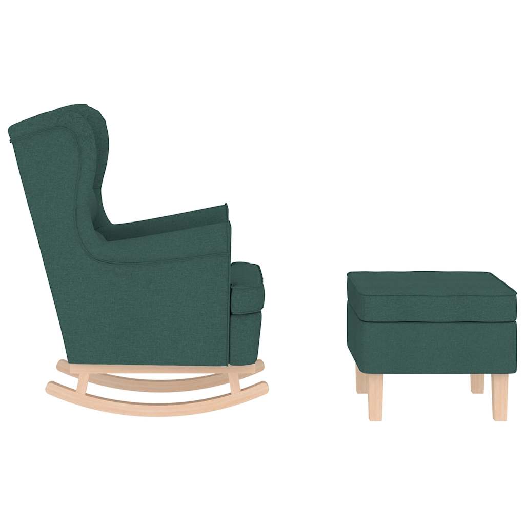 Scaun balansoar cu taburet, verde închis, textil GartenMobel Dekor
