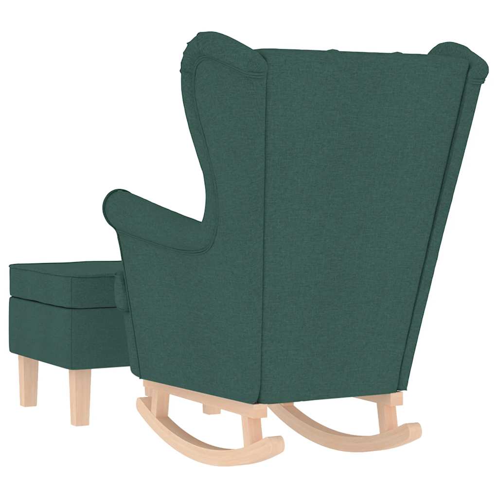 Scaun balansoar cu taburet, verde închis, textil GartenMobel Dekor