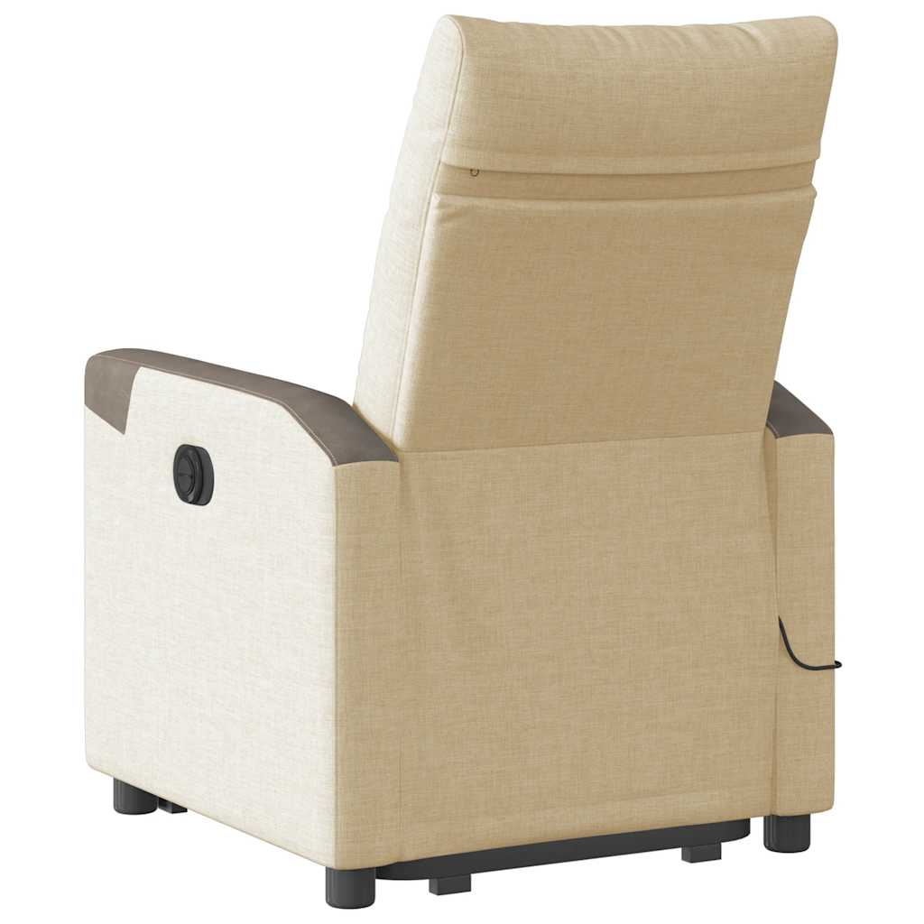 Fotoliu electric de masaj rabatabil cu ridicare, crem, textil GartenMobel Dekor
