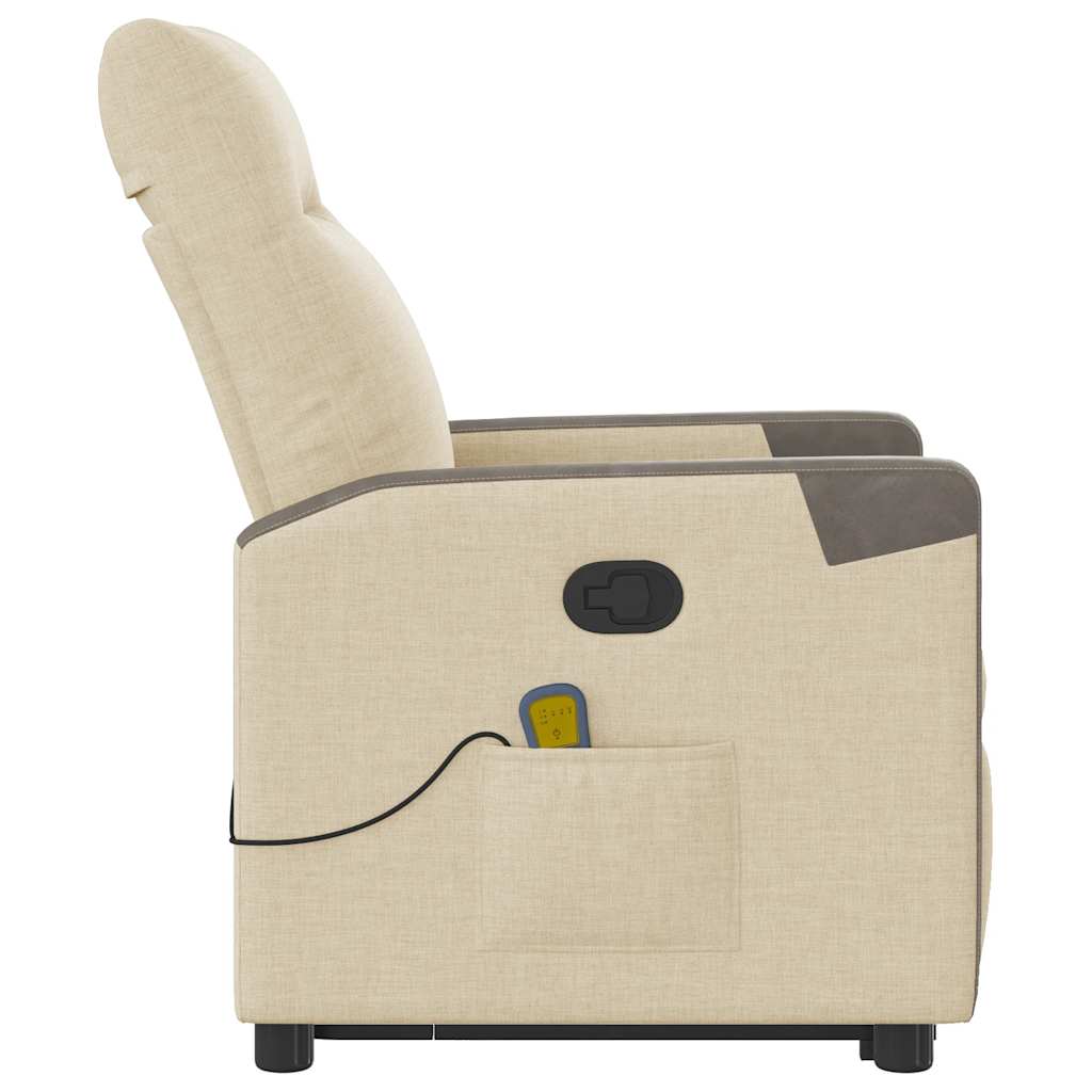 Fotoliu masaj rabatabil cu ridicare, crem, material textil GartenMobel Dekor