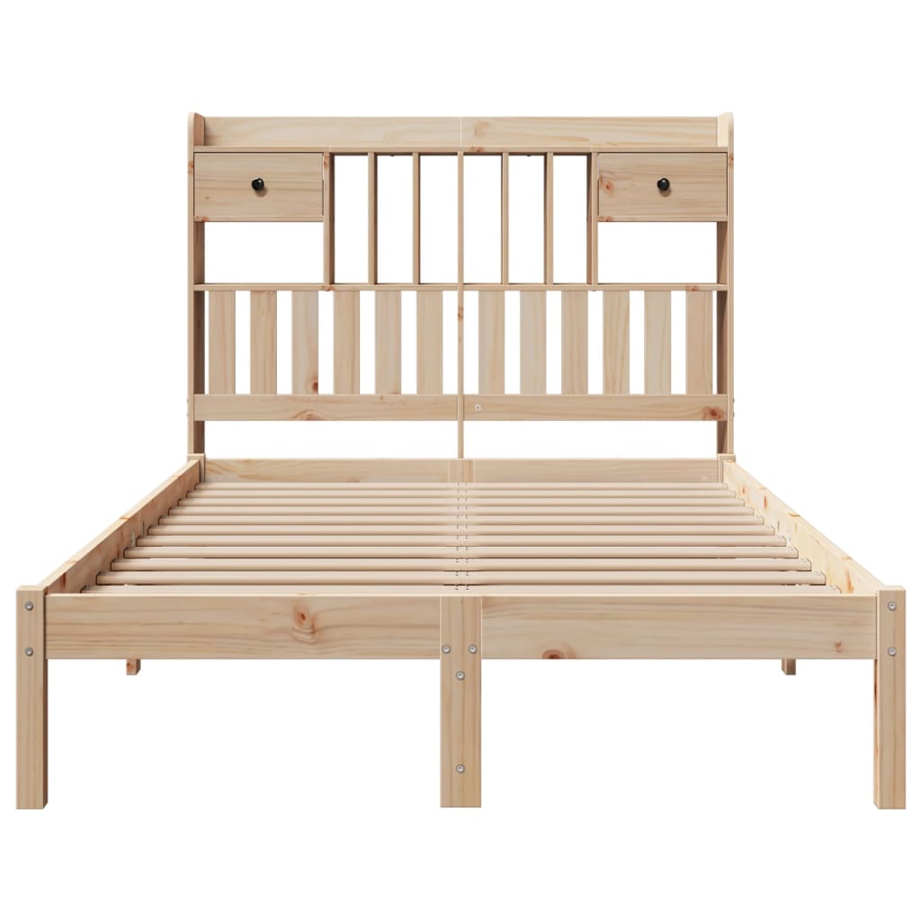 Pat cu bibliotecă fără saltea, 135x190 cm, lemn masiv de pin GartenMobel Dekor