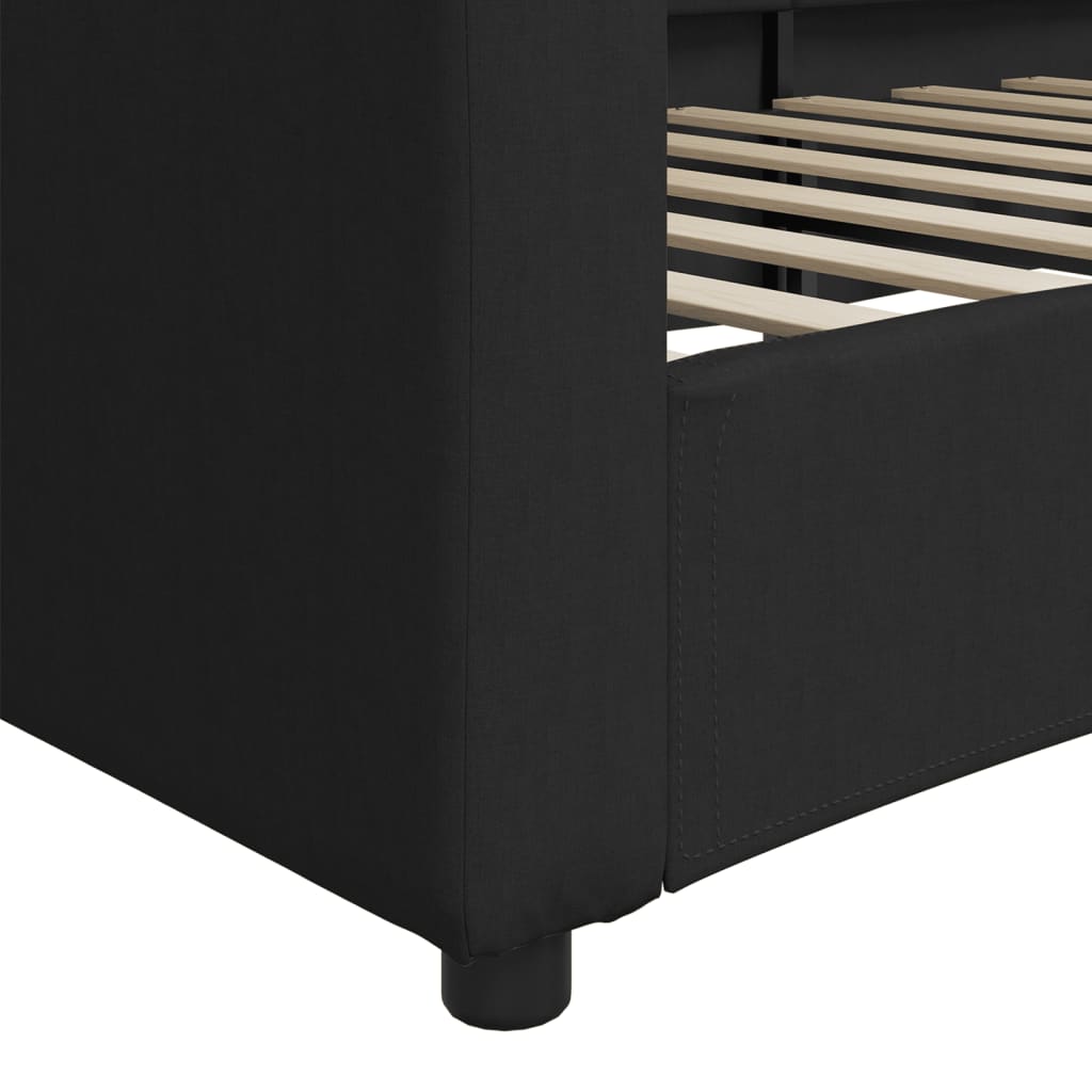 Pat de zi, negru, 90x200 cm, material textil GartenMobel Dekor