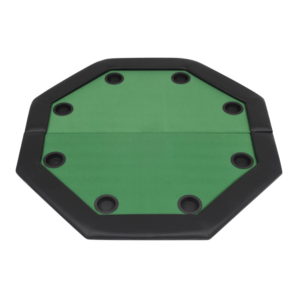 Masa de Poker Pliabila in 2 Parti pentru 8 Jucatori, Suport Pahare, Octogonal, MDF, Culoare Verde