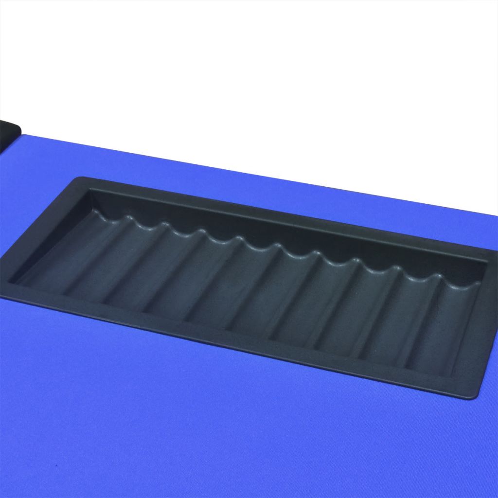 Masa de Poker Profesionala pentru 10 Persoane cu Zona Dealer, Suport Jetoane, Suport Pahare, MDF, Culoare Albastru