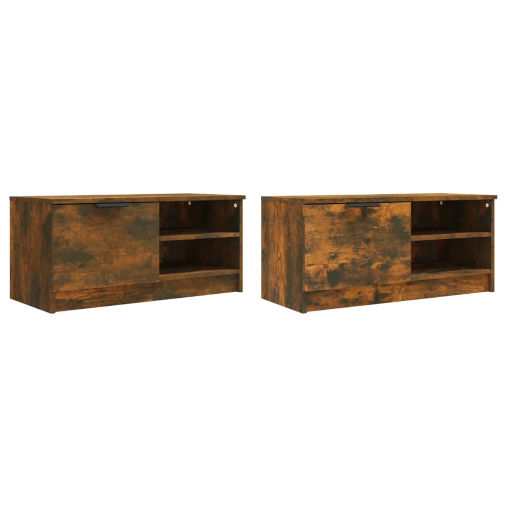 Comodă TV, 2 buc.,stejar fumuriu, 80x35x36,5 cm, lemn prelucrat GartenMobel Dekor