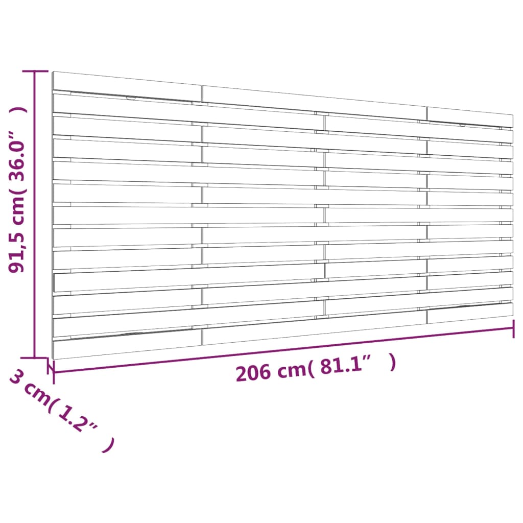 Tăblie de pat pentru perete, 206x3x91,5 cm, lemn masiv de pin GartenMobel Dekor