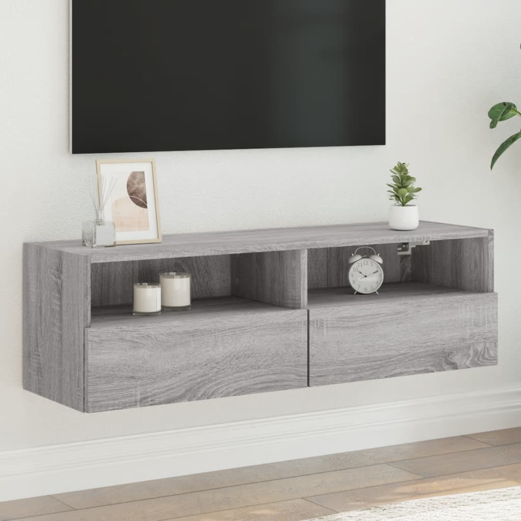 Comodă TV de perete, gri sonoma, 100x30x30 cm, lemn prelucrat GartenMobel Dekor