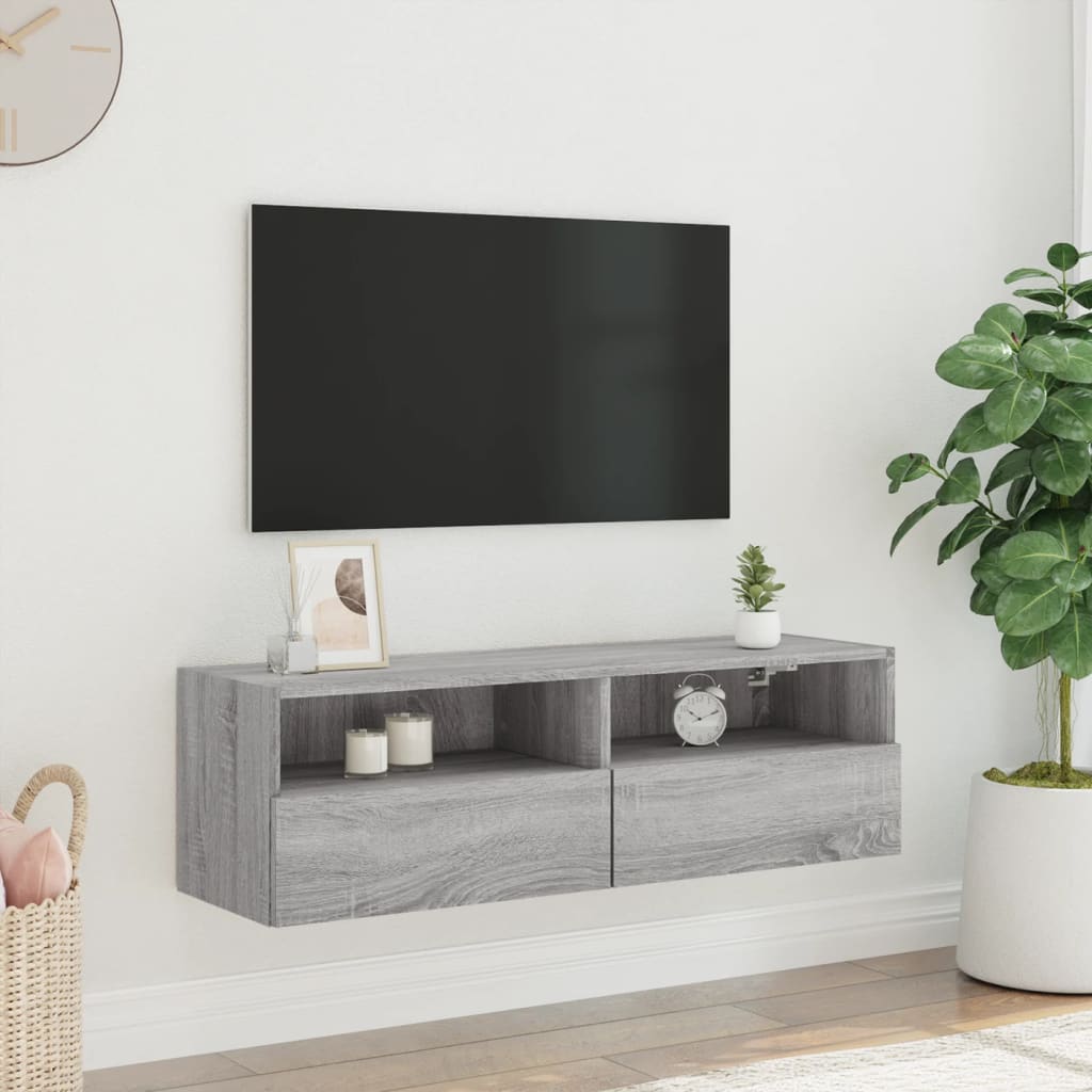 Comodă TV de perete, gri sonoma, 100x30x30 cm, lemn prelucrat GartenMobel Dekor