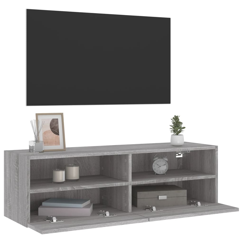 Comodă TV de perete, gri sonoma, 100x30x30 cm, lemn prelucrat GartenMobel Dekor