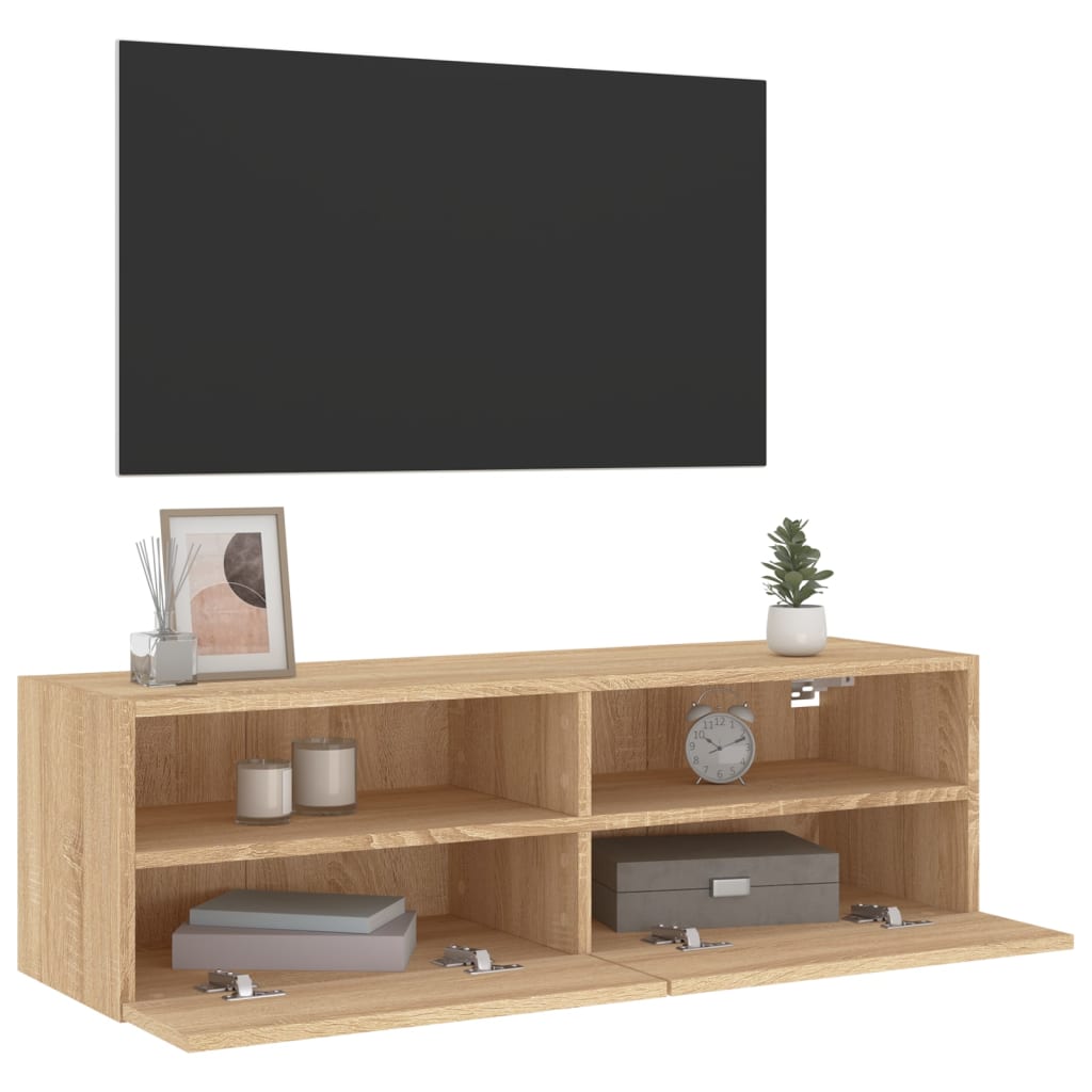 Comodă TV de perete, stejar sonoma, 100x30x30 cm lemn prelucrat GartenMobel Dekor