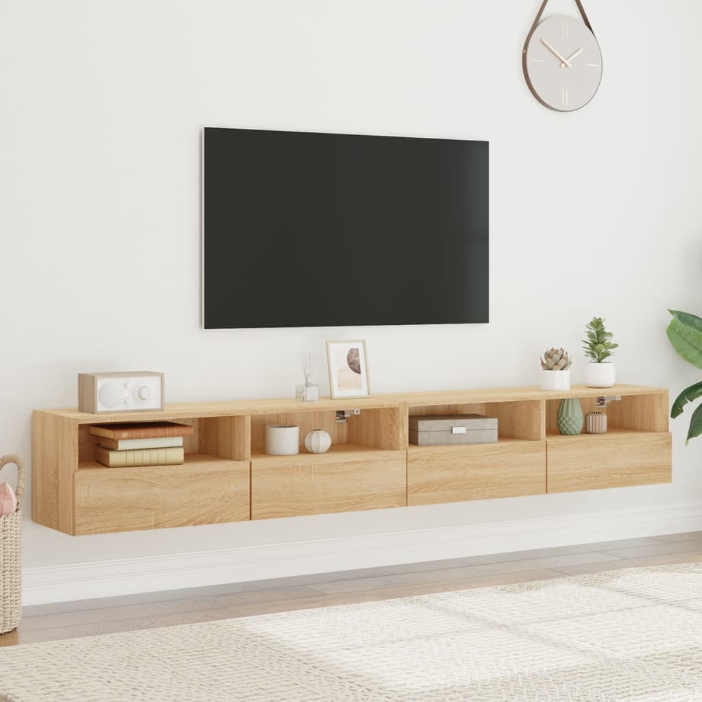 Dulapuri TV de perete 2 buc. stejar sonoma 100x30x30 cm lemn GartenMobel Dekor