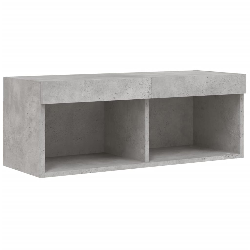Comodă TV cu lumini LED, gri beton, 80x30x30 cm GartenMobel Dekor