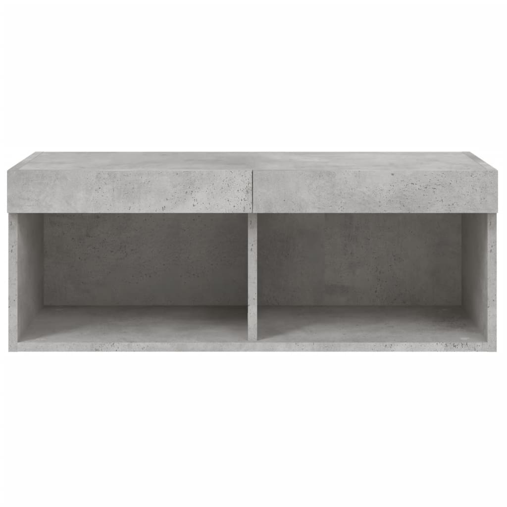 Comodă TV cu lumini LED, gri beton, 80x30x30 cm GartenMobel Dekor