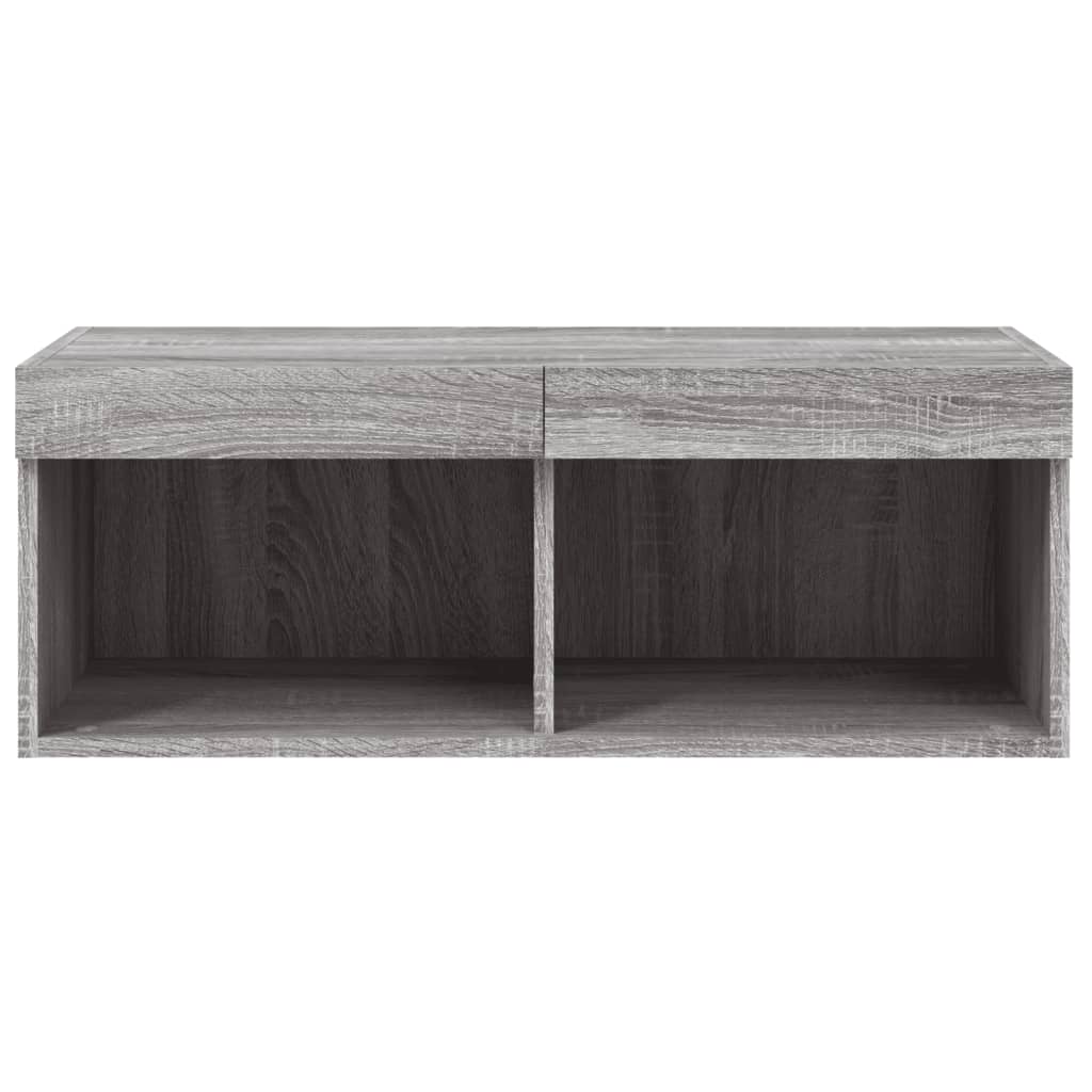 Comodă TV cu lumini LED, gri sonoma, 80x30x30 cm GartenMobel Dekor