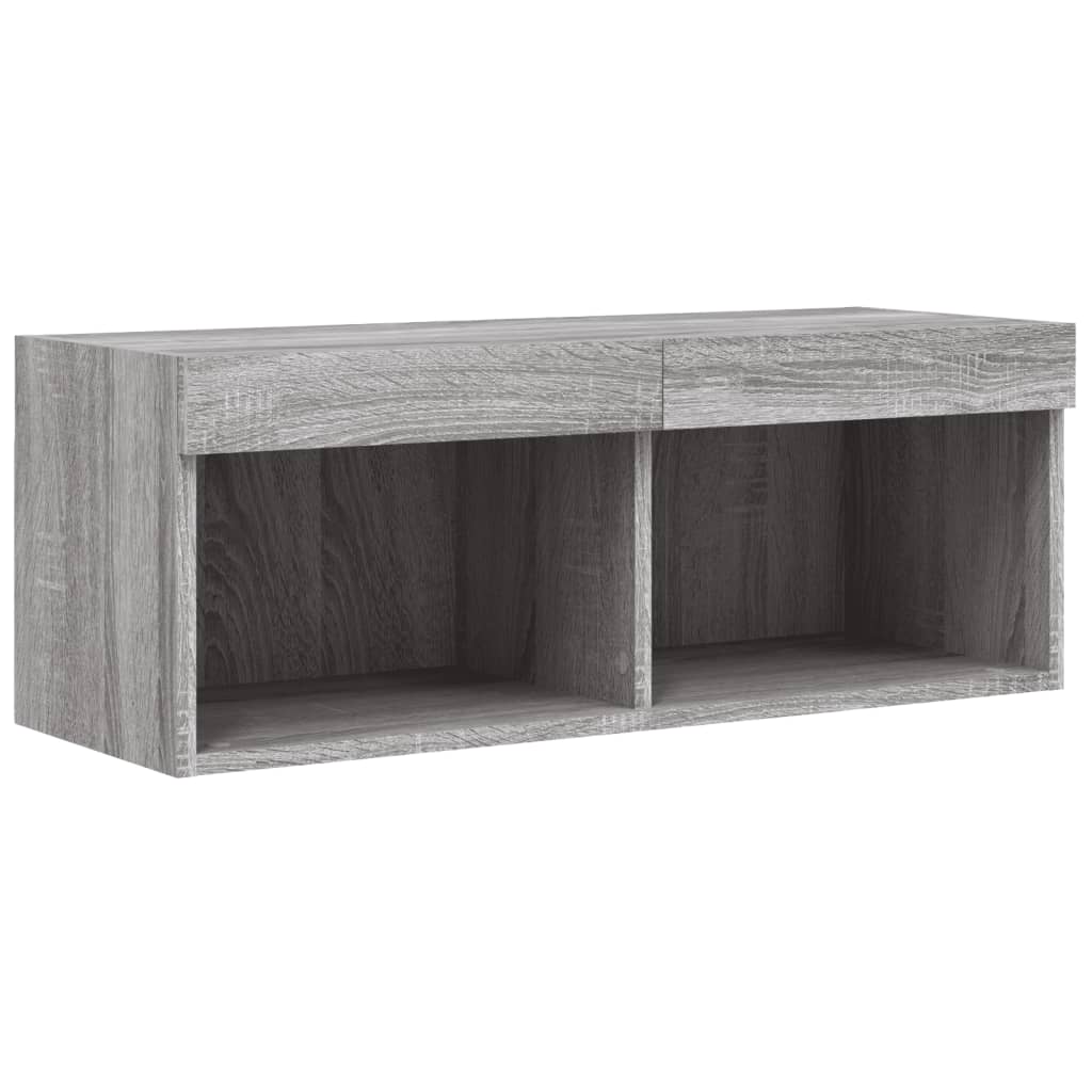 Comodă TV cu lumini LED, gri sonoma, 80x30x30 cm GartenMobel Dekor