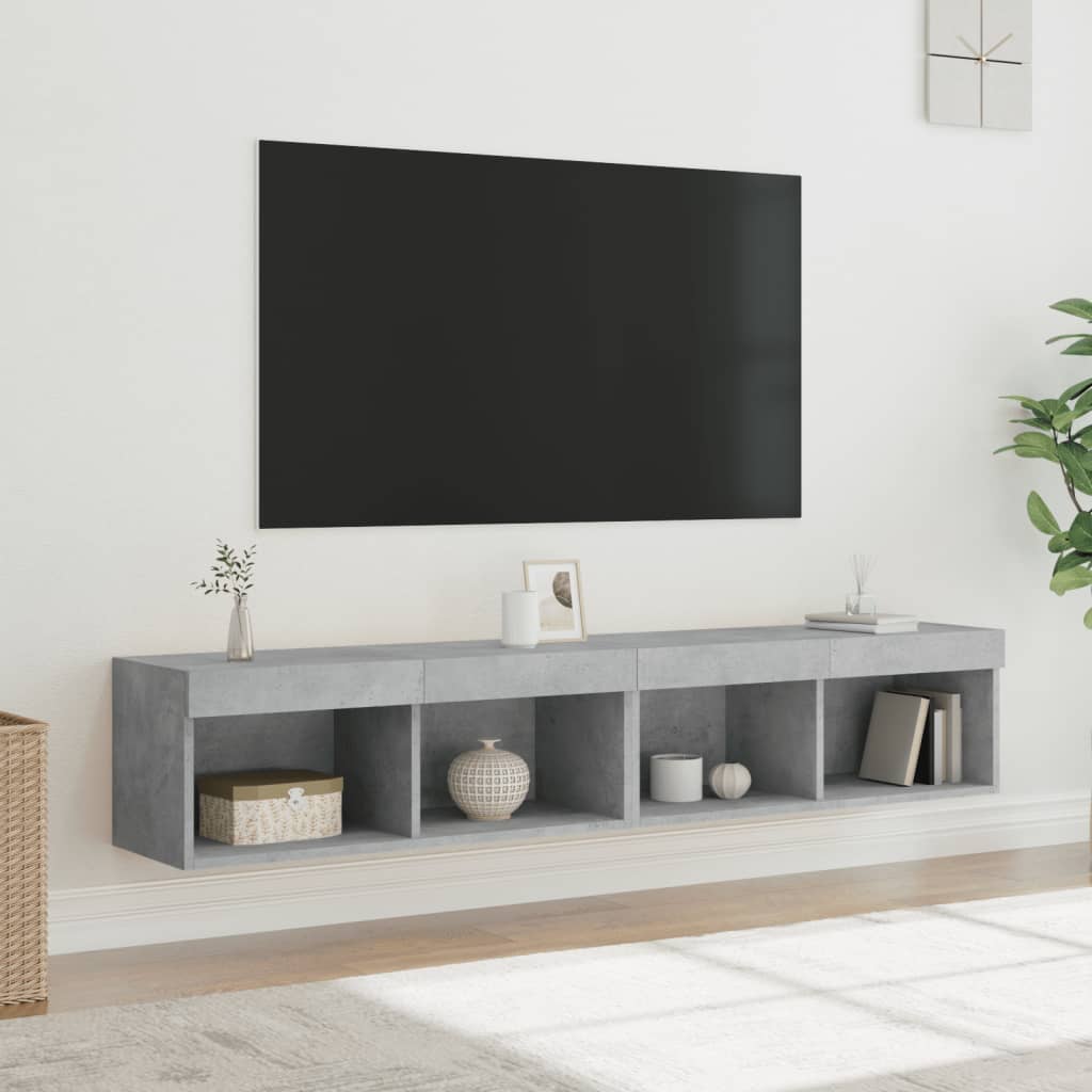 Comode TV cu lumini LED, 2 buc., gri beton, 80x30x30 cm GartenMobel Dekor