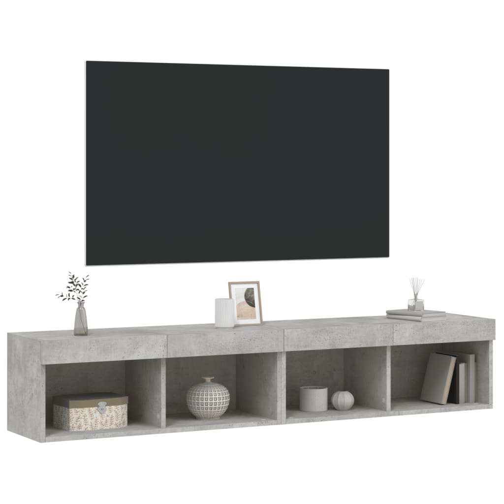 Comode TV cu lumini LED, 2 buc., gri beton, 80x30x30 cm GartenMobel Dekor