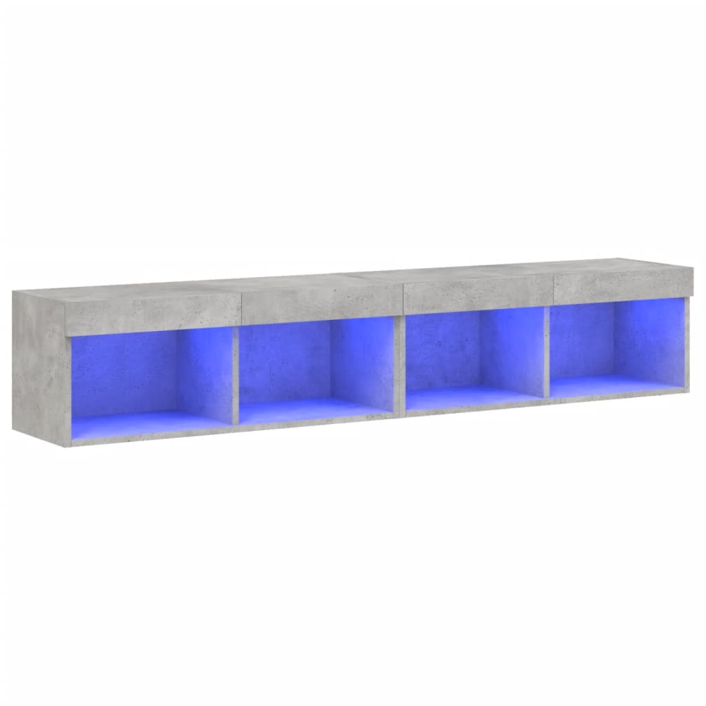 Comode TV cu lumini LED, 2 buc., gri beton, 80x30x30 cm GartenMobel Dekor