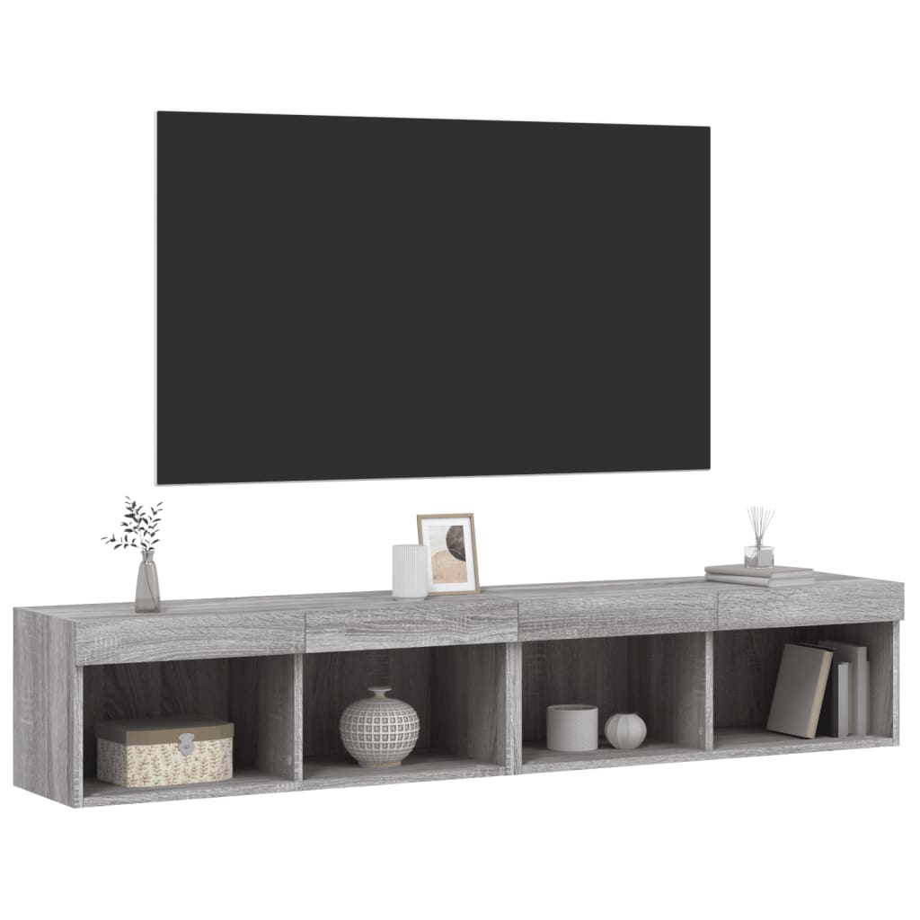 Comode TV cu lumini LED, 2 buc., gri sonoma, 80x30x30 cm GartenMobel Dekor