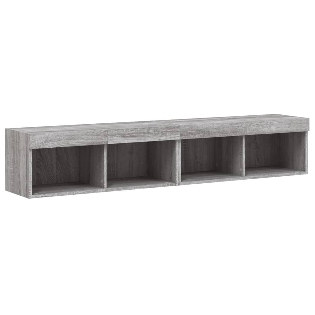 Comode TV cu lumini LED, 2 buc., gri sonoma, 80x30x30 cm GartenMobel Dekor