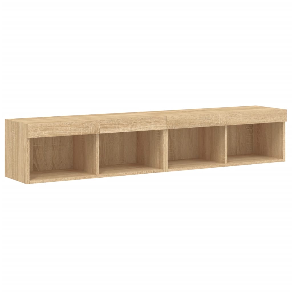 Comode TV cu lumini LED, 2 buc., stejar sonoma, 80x30x30 cm GartenMobel Dekor