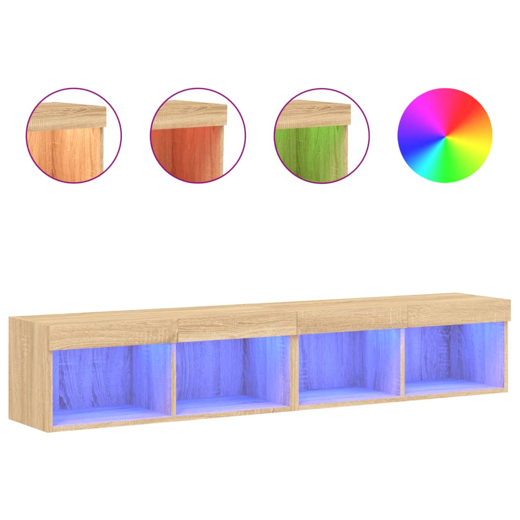 Comode TV cu lumini LED, 2 buc., stejar sonoma, 80x30x30 cm GartenMobel Dekor