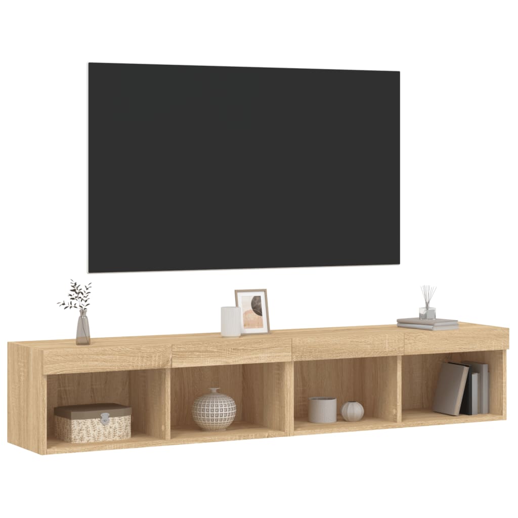 Comode TV cu lumini LED, 2 buc., stejar sonoma, 80x30x30 cm GartenMobel Dekor