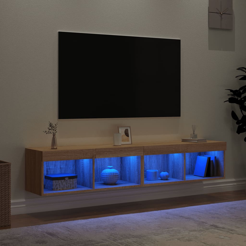 Comode TV cu lumini LED, 2 buc., stejar sonoma, 80x30x30 cm GartenMobel Dekor