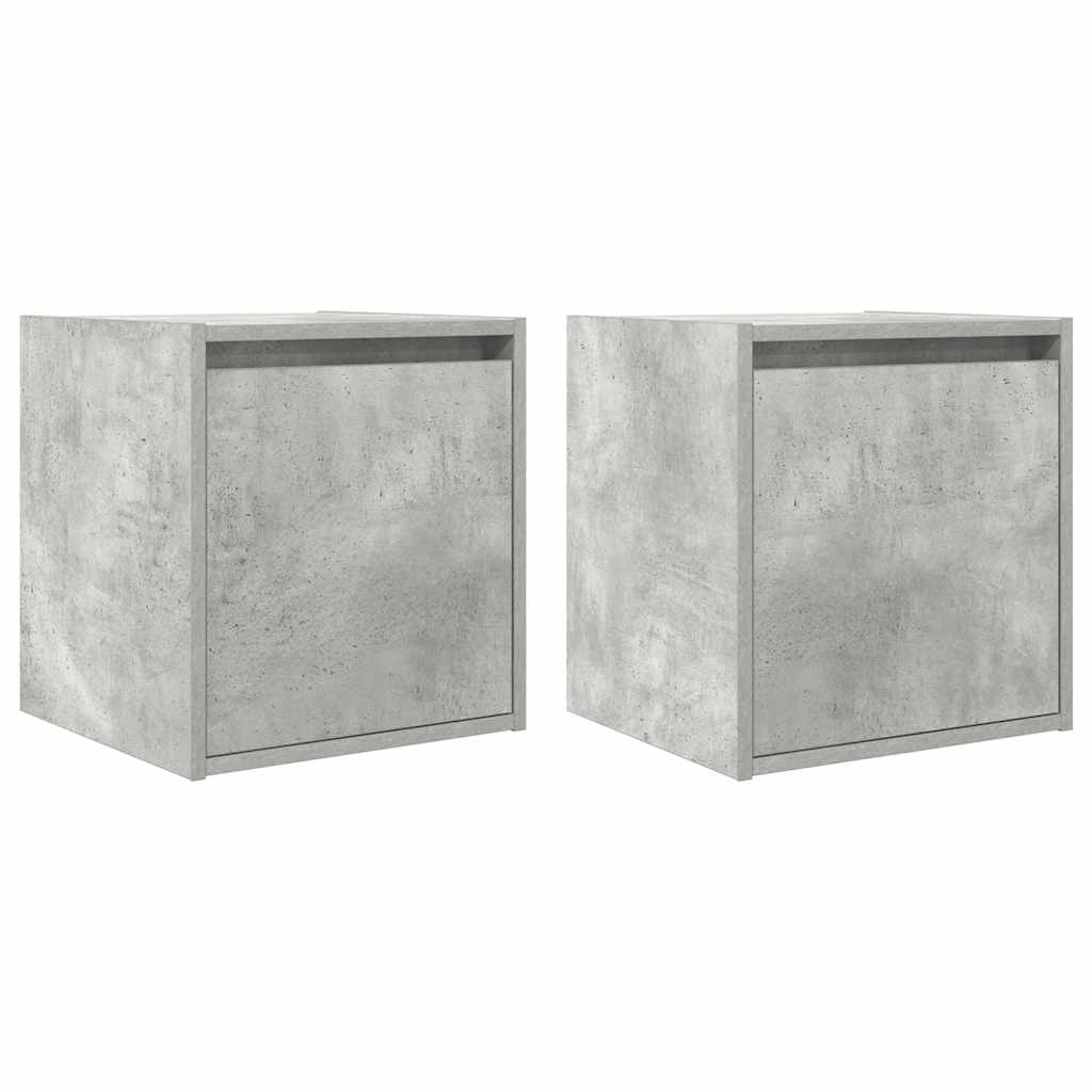 Noptiere montate pe perete 2 buc Beton Gri 38x34x40 cm GartenMobel Dekor