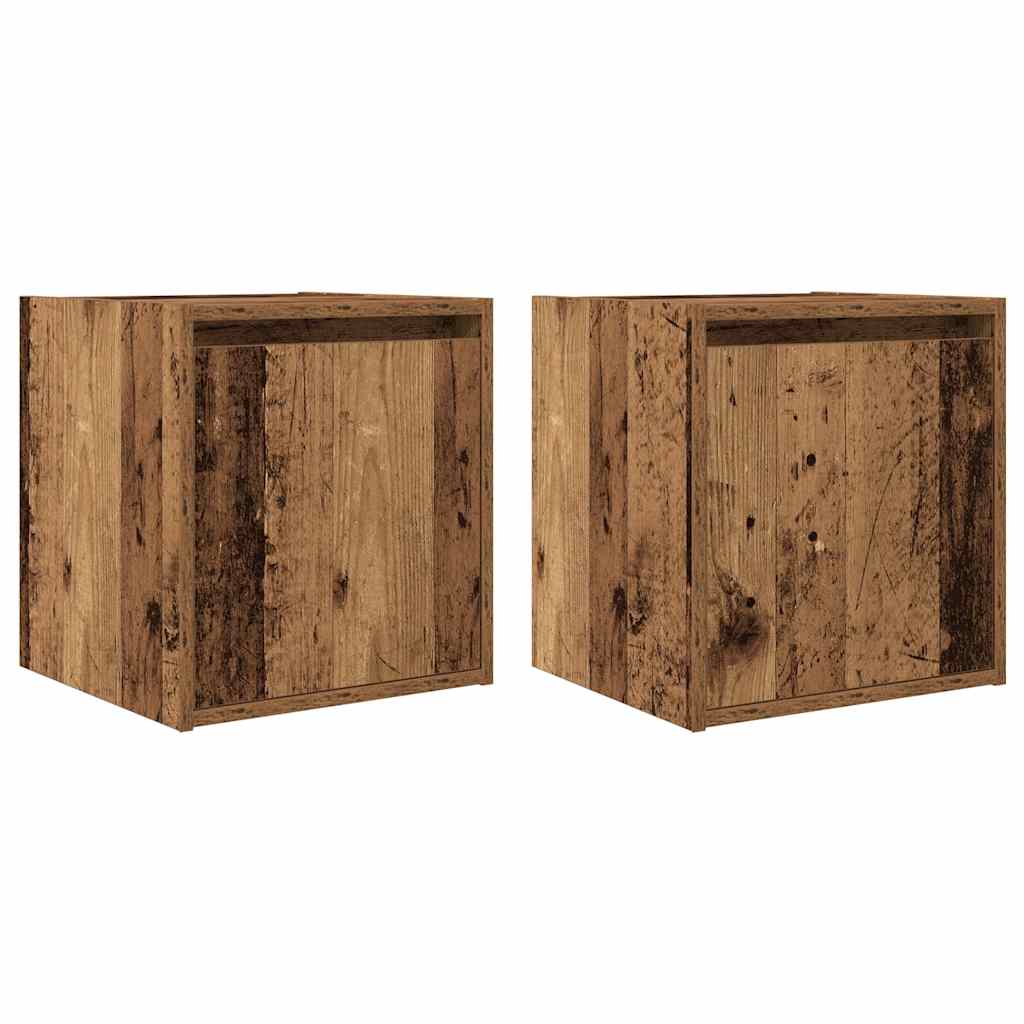 Noptiere montate pe perete 2 buc Lemn vechi 38x34x40 cm GartenMobel Dekor