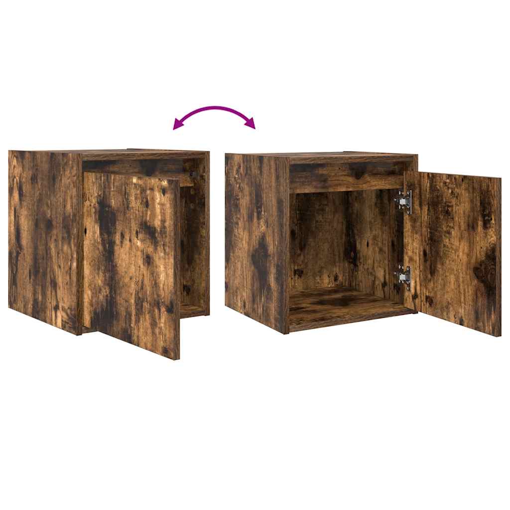Noptiere montate pe perete 2 buc Stejar afumat 38x34x40 cm GartenMobel Dekor