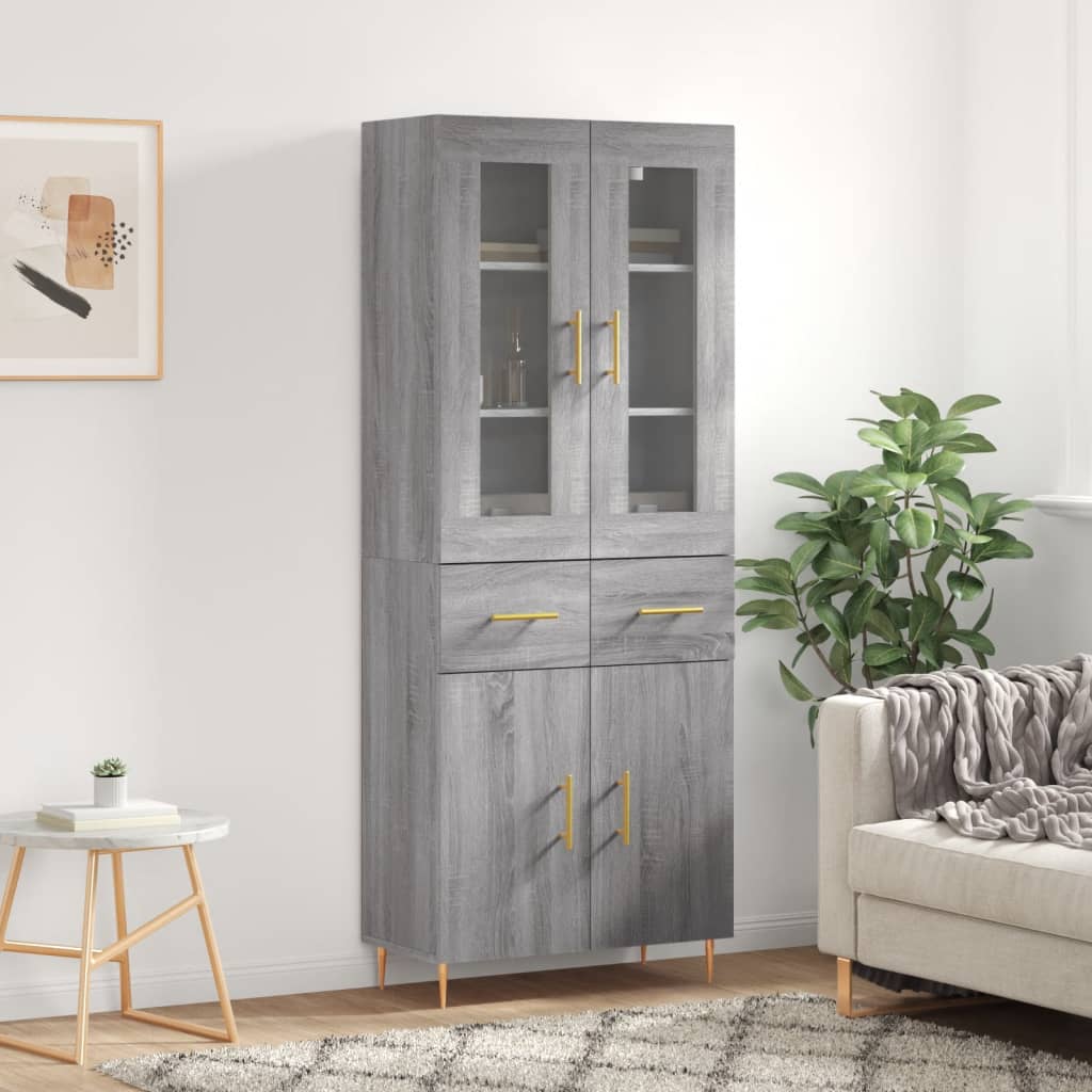 Dulap înalt, gri sonoma, 69,5x34x180 cm, lemn compozit GartenMobel Dekor
