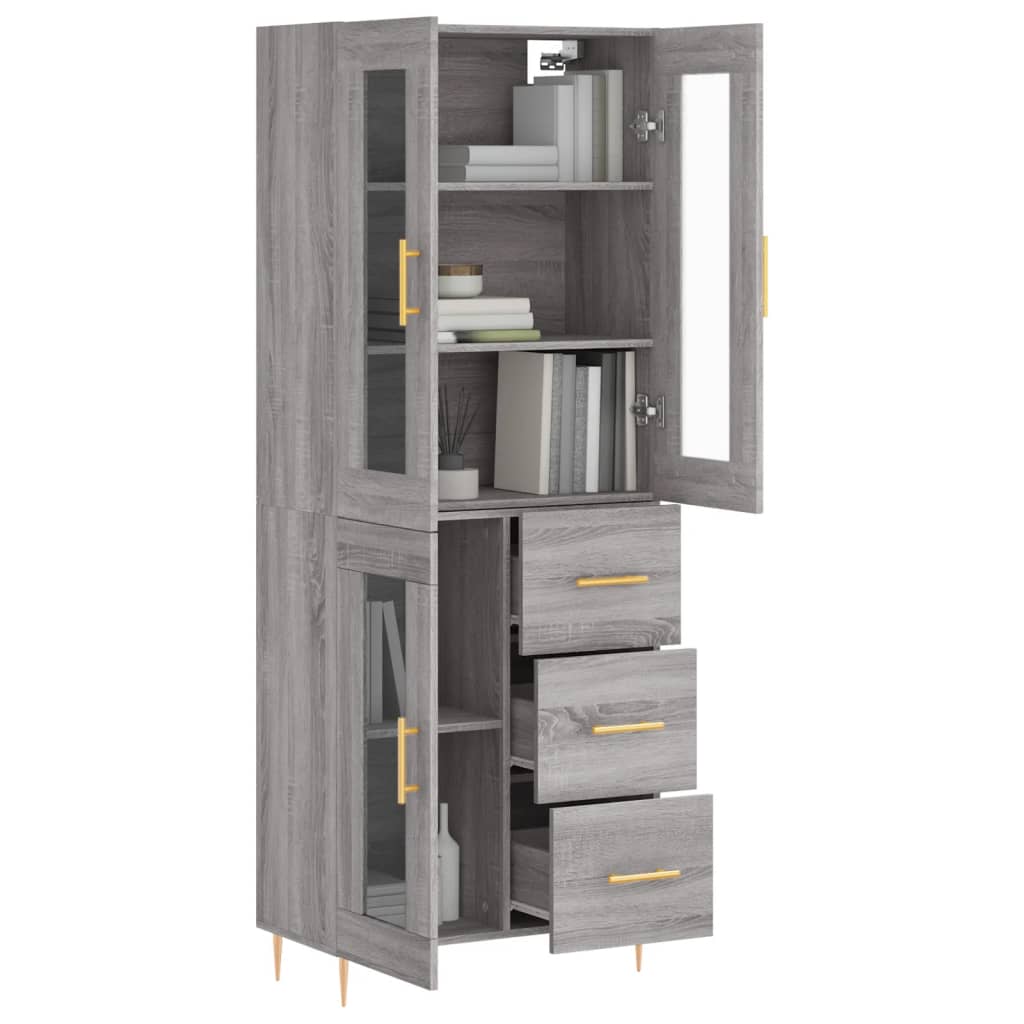 Dulap înalt, gri sonoma, 69,5x34x180 cm, lemn compozit GartenMobel Dekor