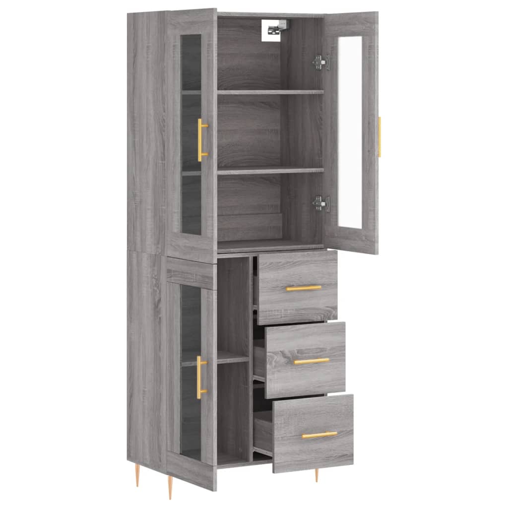 Dulap înalt, gri sonoma, 69,5x34x180 cm, lemn compozit GartenMobel Dekor