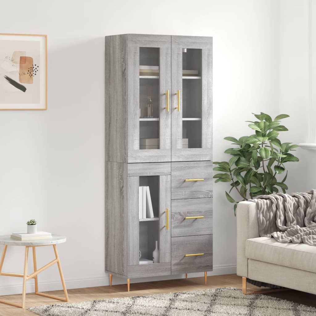Dulap înalt, gri sonoma, 69,5x34x180 cm, lemn compozit GartenMobel Dekor